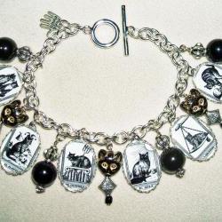 CAT TAROT CARDS Altered Art Charm Bracelet