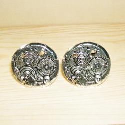 STEAMPUNK GEARS Cuff Links Unisex Men CUFFLINKS Mechanical Gears Silver Plated